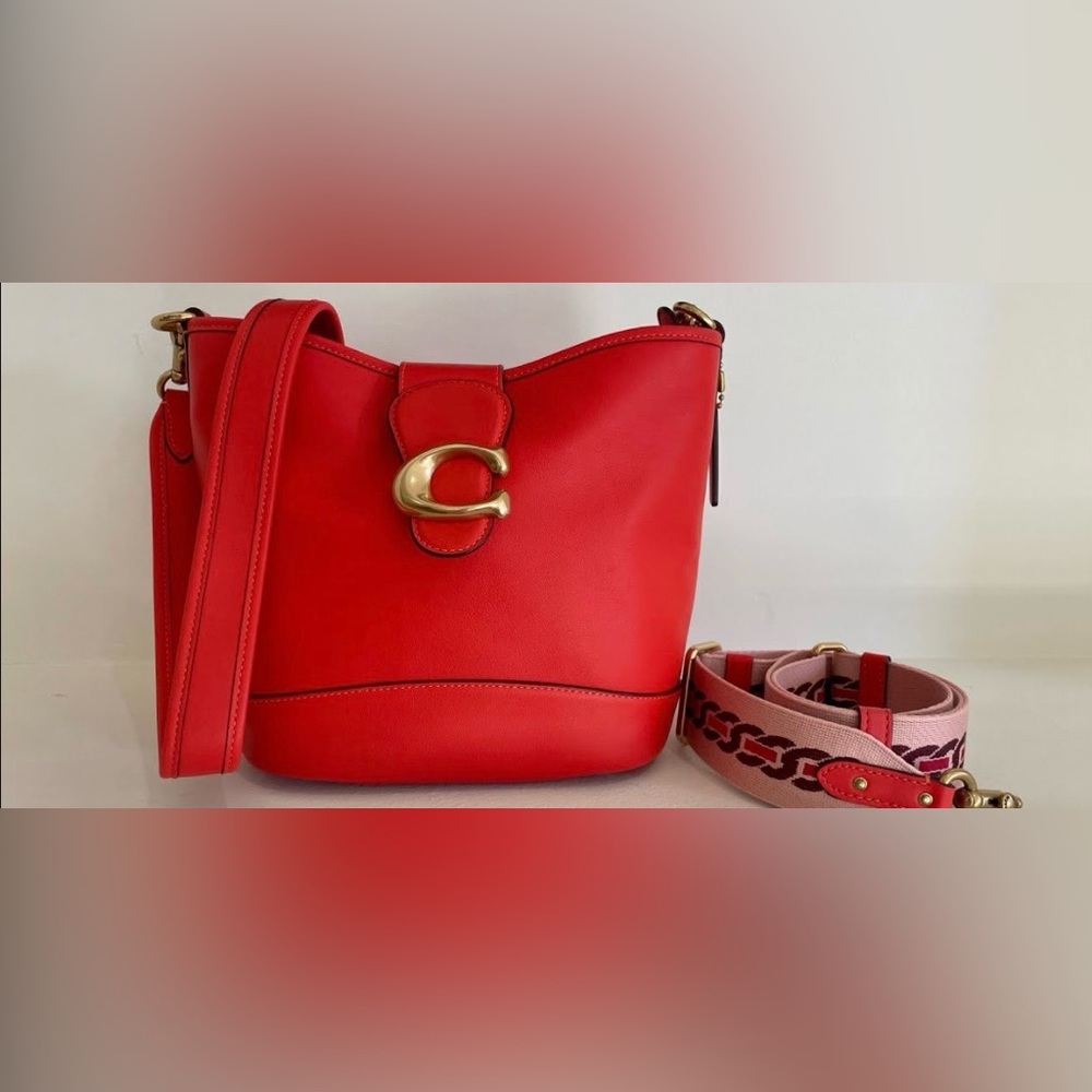 Coach Orange/Red Leather Crossbody Bag